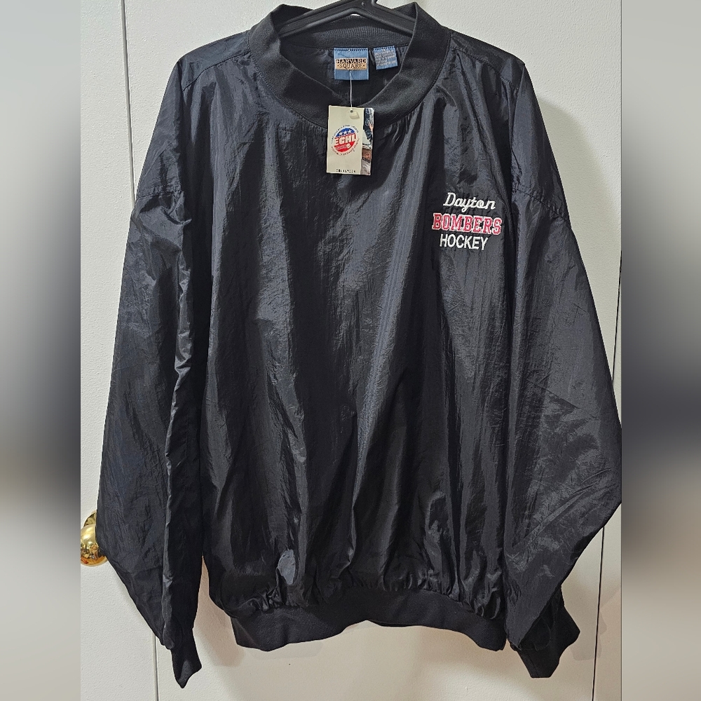 Vintage Dayton Bombers Hockey Echl Windbreaker Nylon Pullover Jacket Men's Sz XL